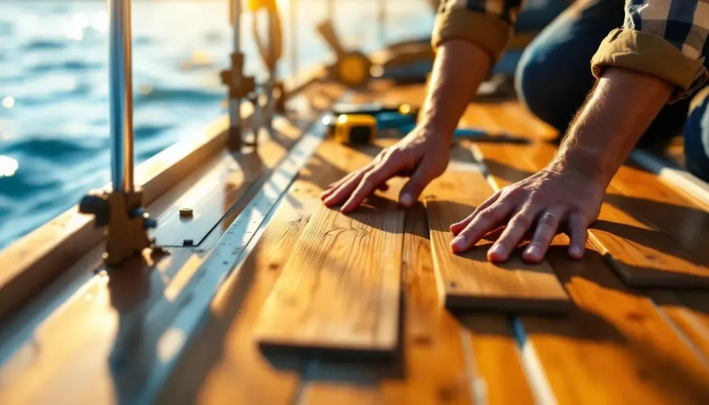 Instalação De Teka Sintética Em Lancha